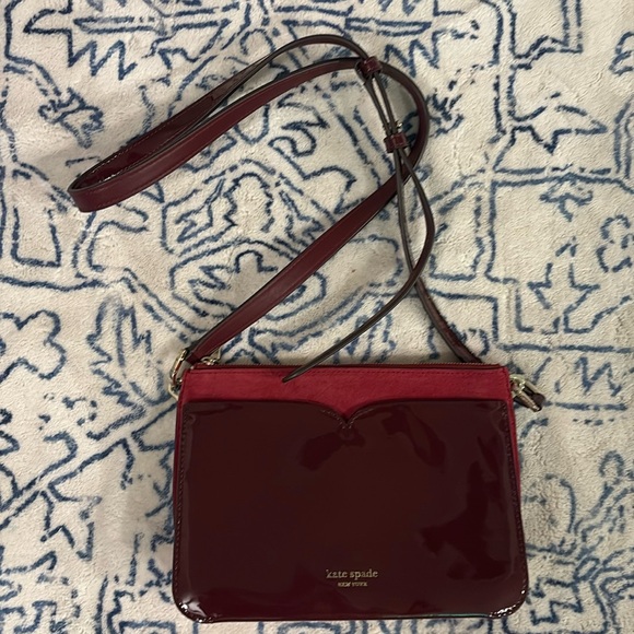 Kate Spade patent leather suede burgundy - Picture 1 of 1
